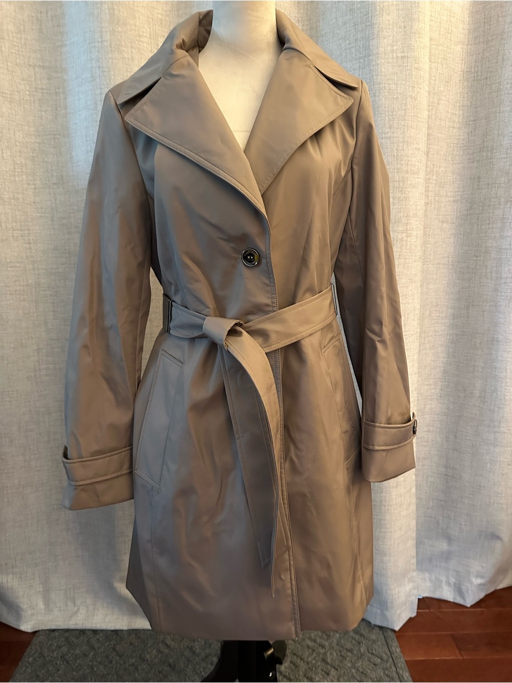 Calvin Klein Taupe Belted Trench Coat